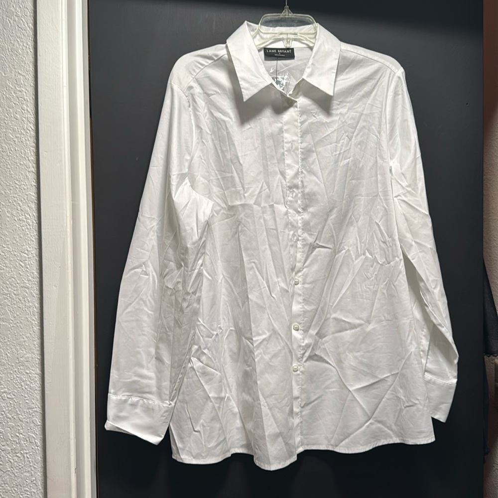 Lane Bryant white button down shirt size 18